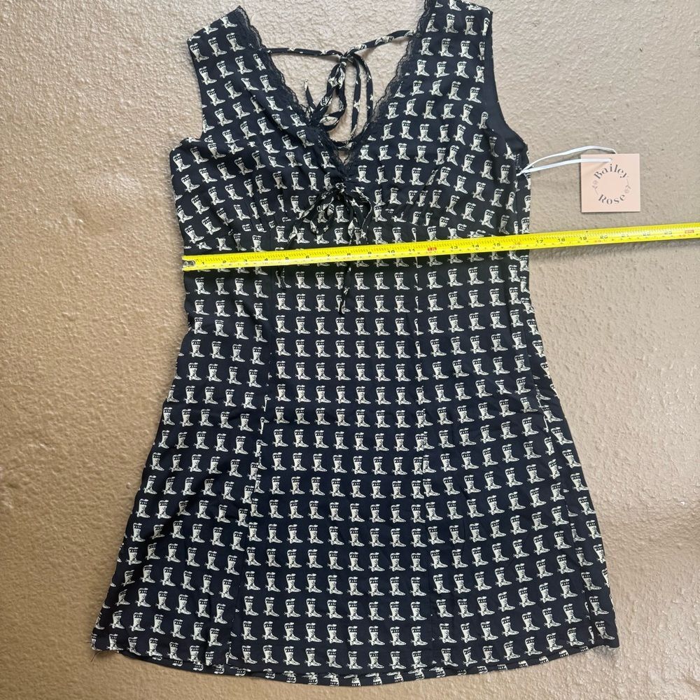 Bailey Rose NWT Cowgirl Black and Beige Cowboy Boot Print Dress Sz Large - Picture 11 of 16